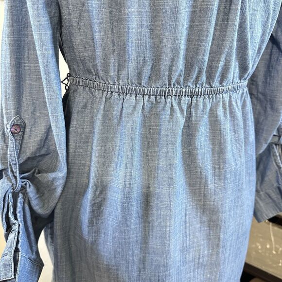 Motherhood Blue Denim Long Sleeve Shirt Maternity Dress With Pockets Size Small - Picture 8 of 12